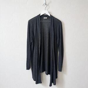 J.Jill Love Linen Black 100% Linen Open Front Cardigan Sweater Medium